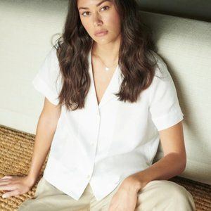 Lauren Ralph Lauren Button Dow 100% Linen Blouse